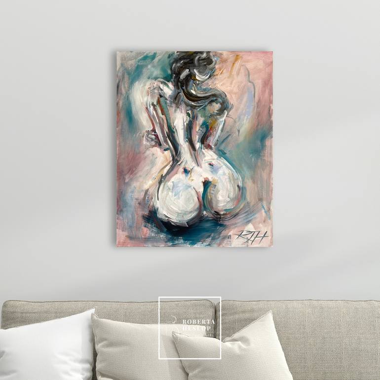 Original Impressionism Nude Painting by Roberta J Heslop