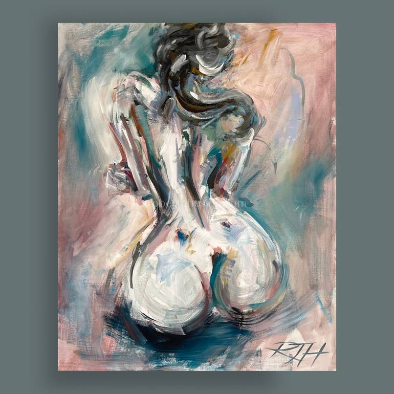 Original Impressionism Nude Painting by Roberta J Heslop