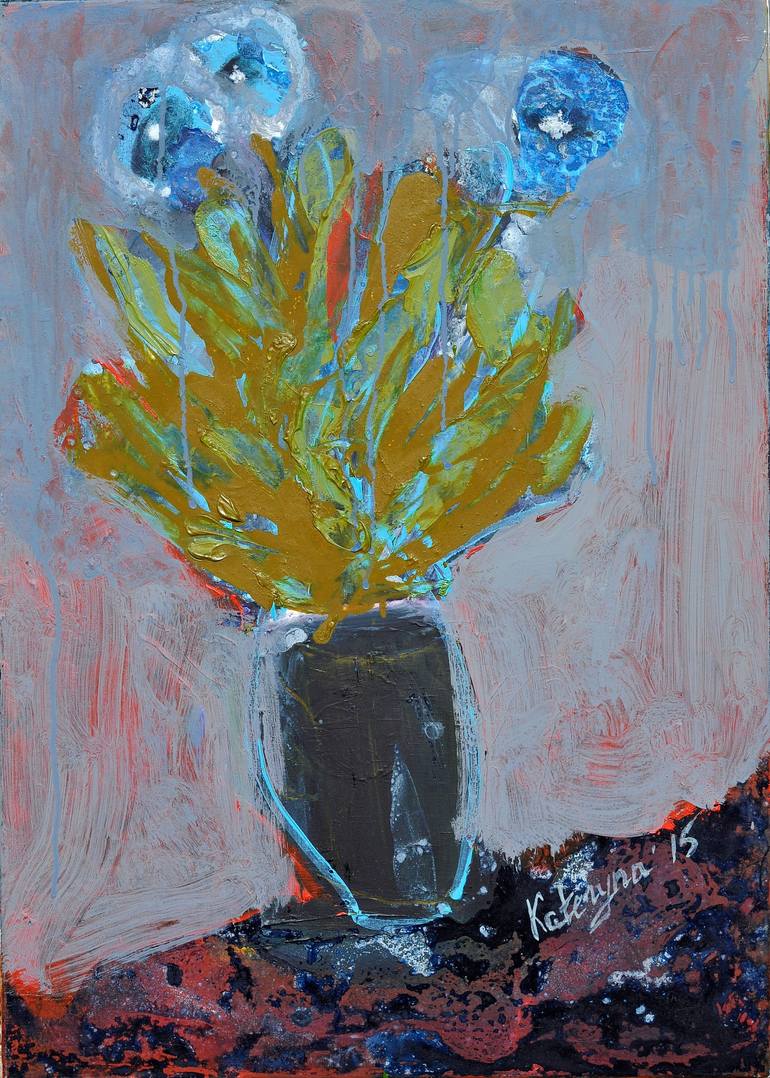 Blue flowers Painting by Kateryna Hay | Saatchi Art