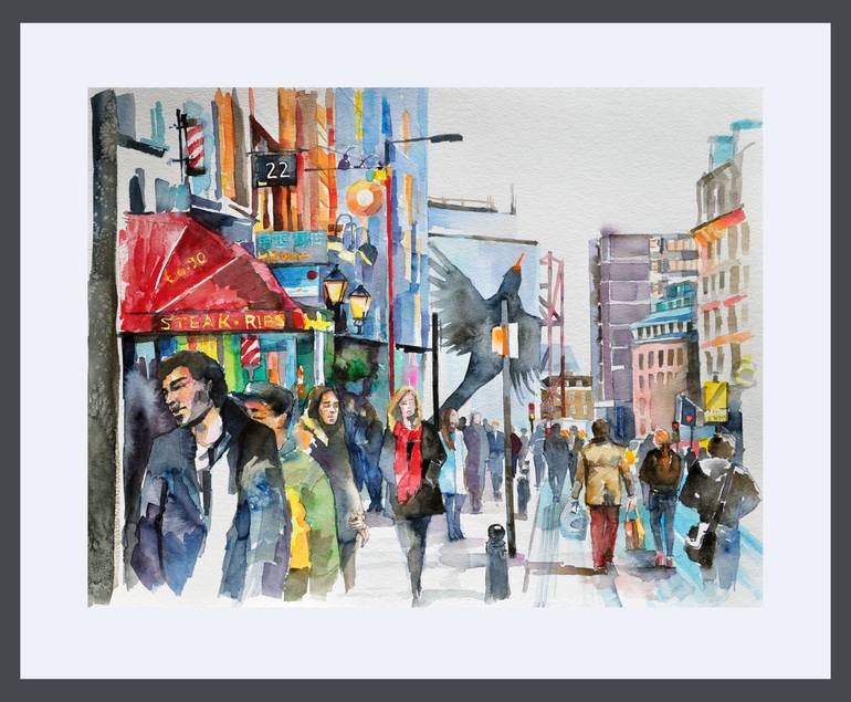 Original Figurative Cities Painting by Joanna Pilarczyk