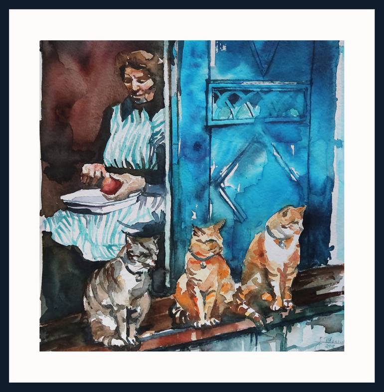 Original Cats Painting by Joanna Pilarczyk