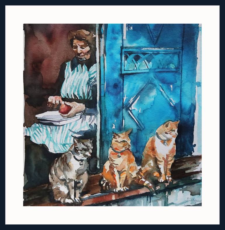 Original Documentary Cats Painting by Joanna Pilarczyk