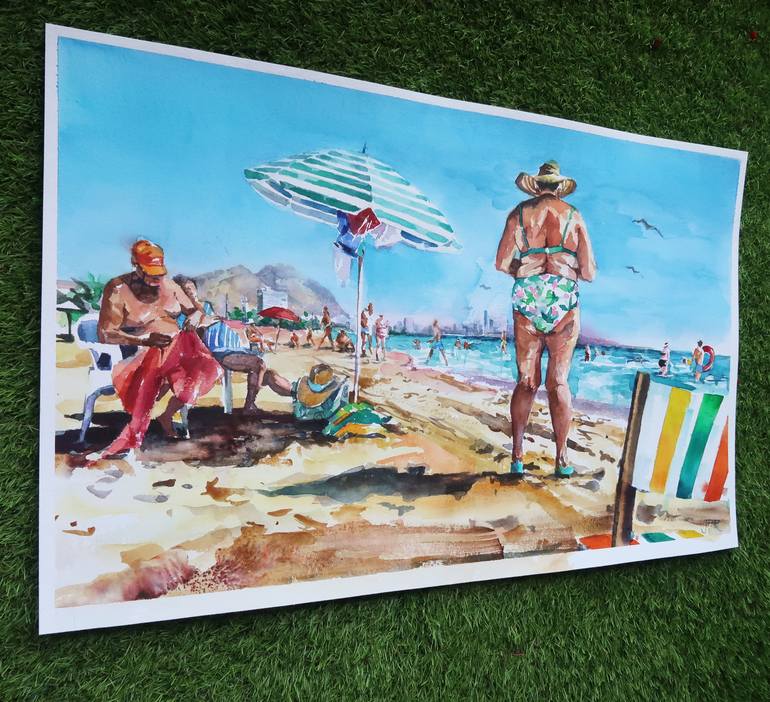 Original Figurative Beach Painting by Joanna Pilarczyk