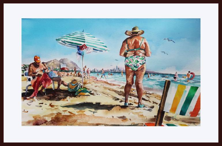 Original Figurative Beach Painting by Joanna Pilarczyk