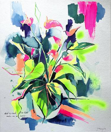 Original Expressionism Botanic Paintings by Joanna Pilarczyk