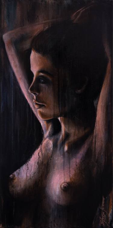 "Exposure",Original acrylic painting on canvas 80x40x2cm.This is part of a series of paintings called "The true of beauty" thumb