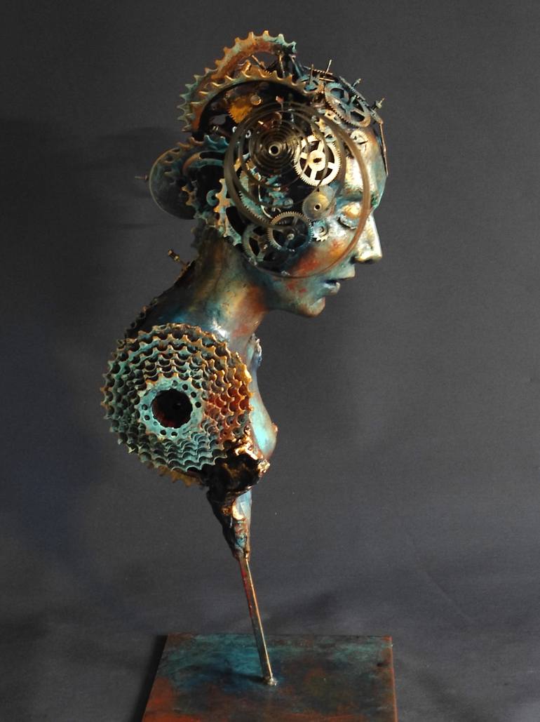 Original Expressionism Portrait Sculpture by Elena Kraft