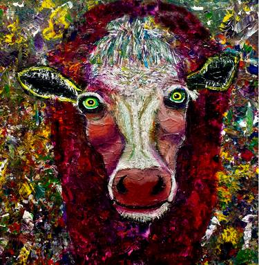 Original Figurative Cows Paintings by Stephen Clements