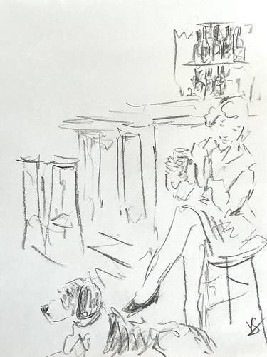 Original Black & White Dogs Drawings by Victoria General