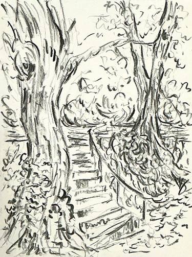 Original Expressionism Landscape Drawing by Victoria General