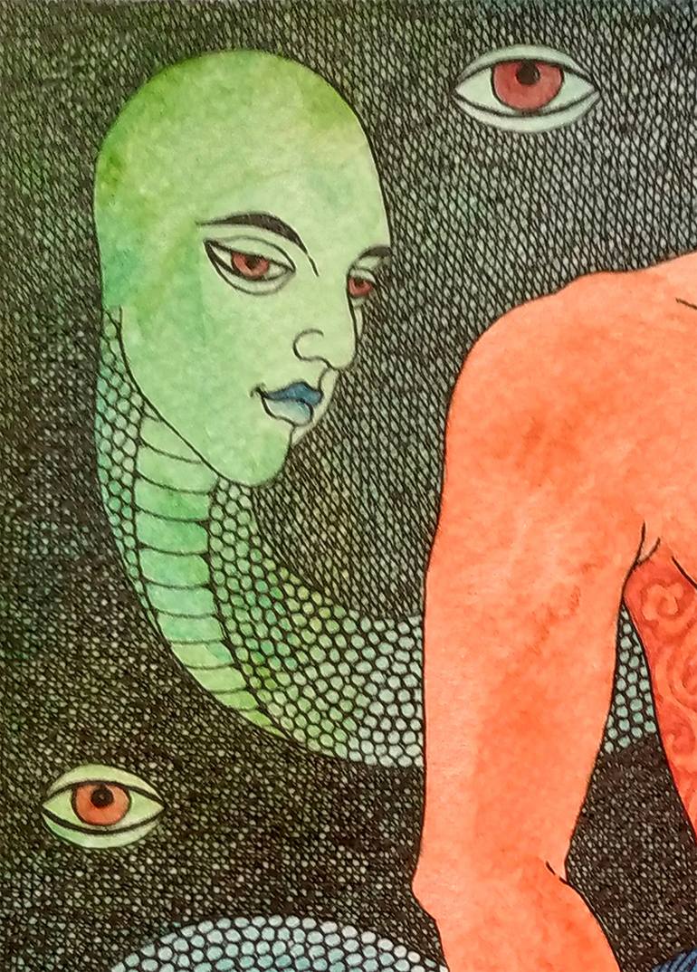 Original Symbolism Nude Mixed Media by Rudra Kishore Mandal