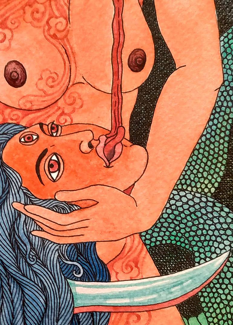 Original Symbolism Nude Mixed Media by Rudra Kishore Mandal