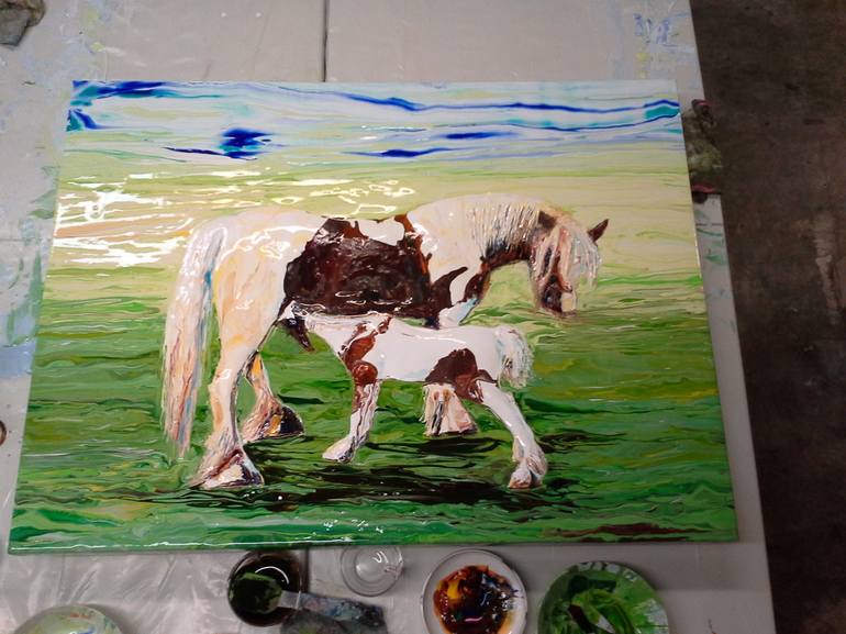 Original Abstract Horse Painting by En Chuen Soo