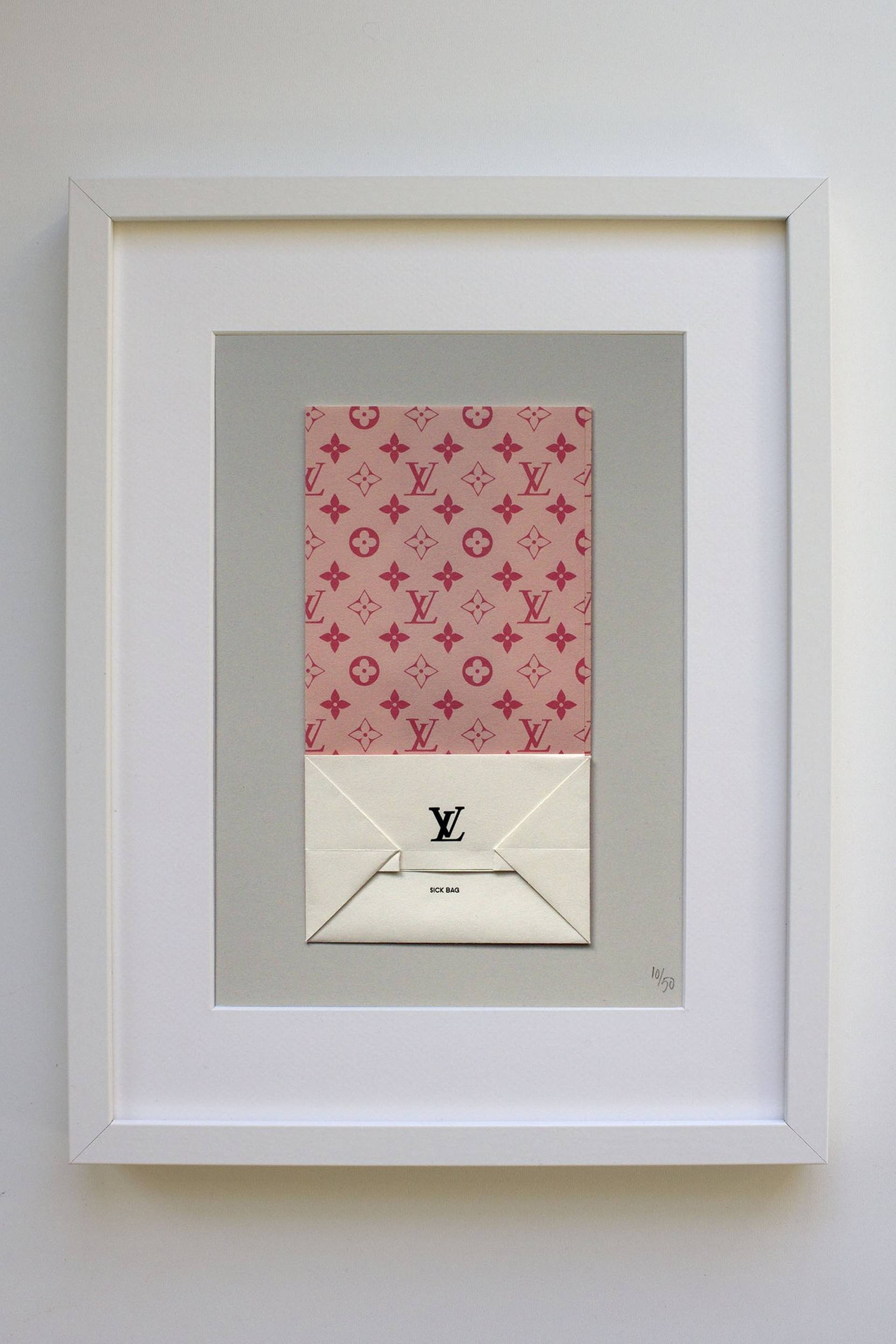 Framed Canvas Art (White Floating Frame) - Louis Vuitton Pink by Art Mirano ( Fashion > Fashion Brands > Louis Vuitton art) - 18x18 in