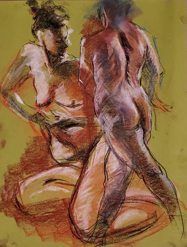 Original Abstract Expressionism Nude Drawing by Yuming Zhu