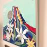 Niohnga Japanese style painting, elaborate into current style.  Two layers Kozo-washi Japanese paper wrapped on birch wood panel support.  Silver moon painted with slate pigments.  Silver leaves are on the left corner.
