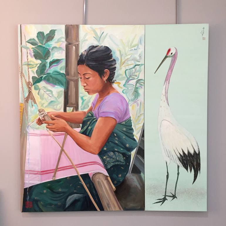 Original Expressionism People Painting by Yuko Nogami Taylor