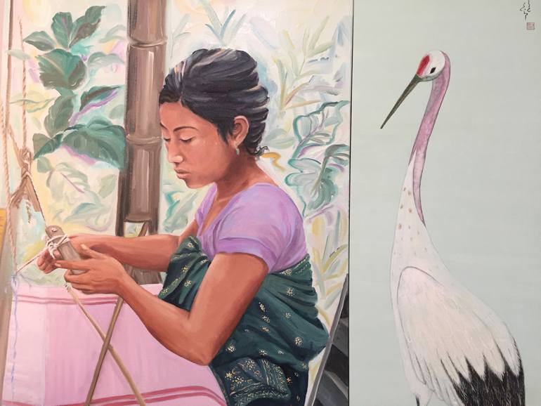 Original Expressionism People Painting by Yuko Nogami Taylor