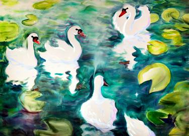 Imaginary Oasis: Swans Reflecting thumb