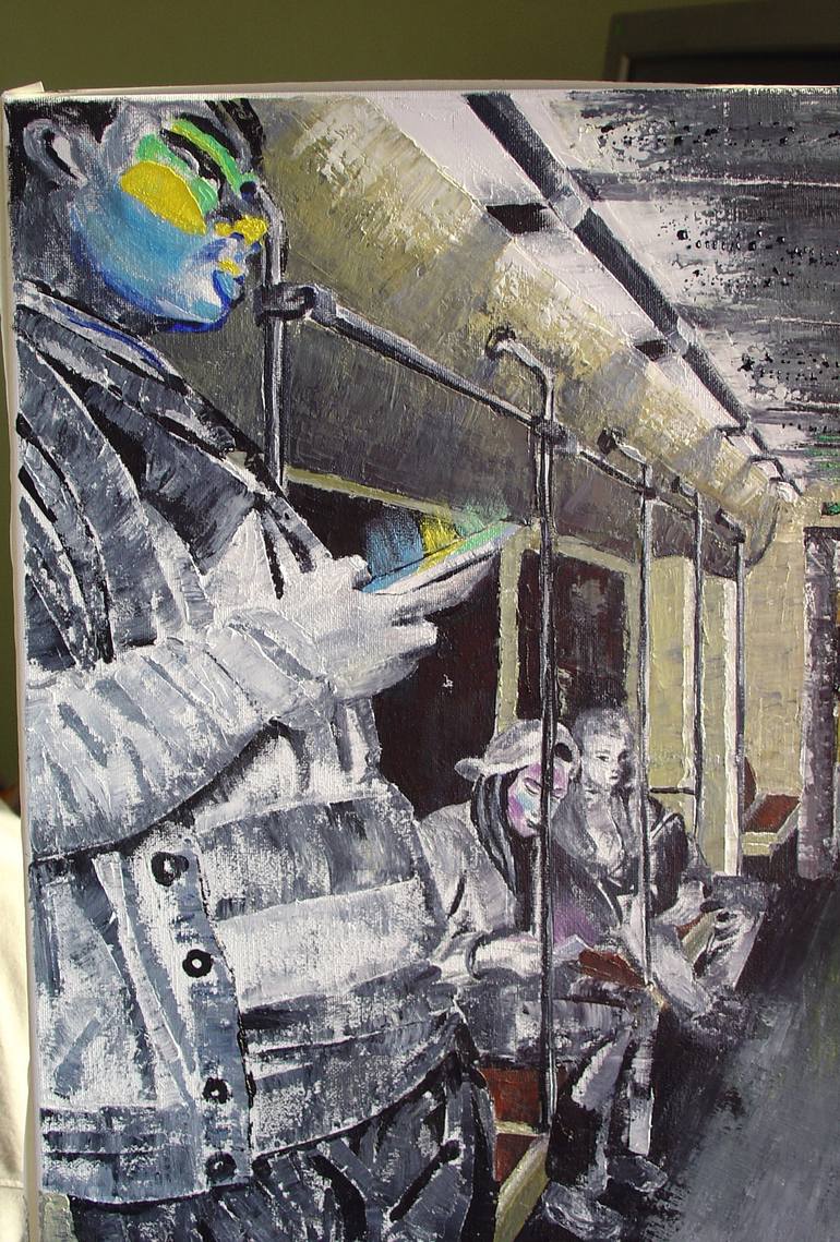 Original Conceptual Train Painting by Livia Geambasu