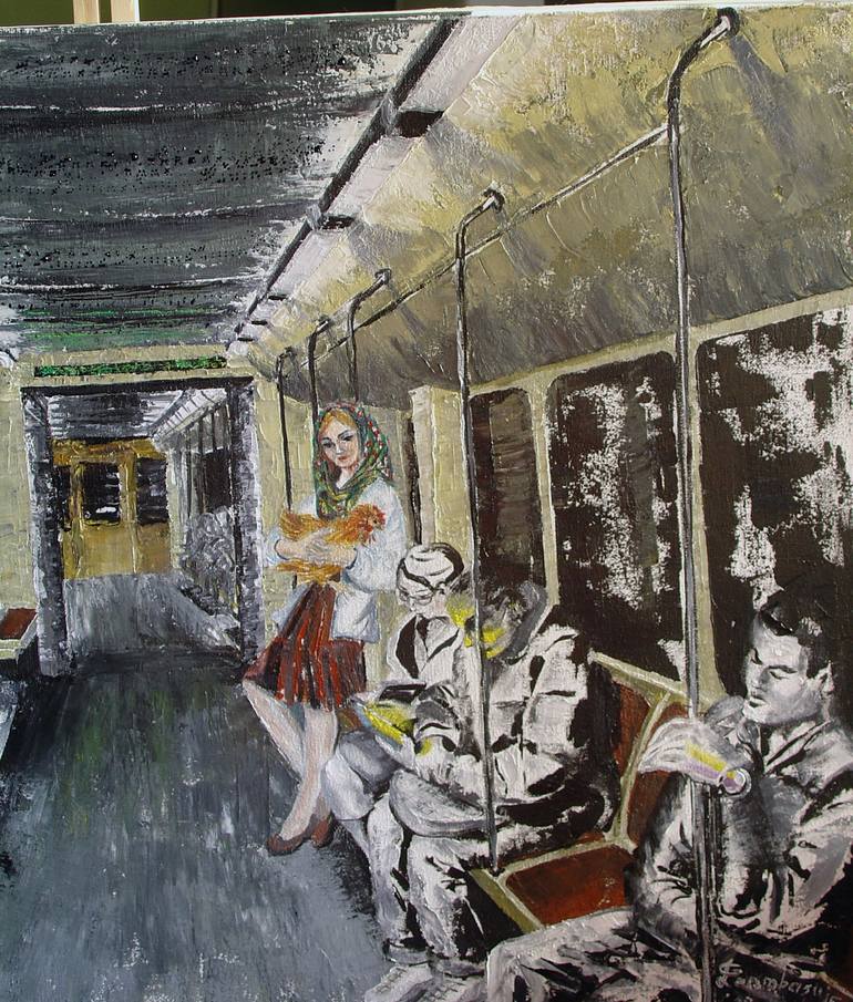 Original Conceptual Train Painting by Livia Geambasu
