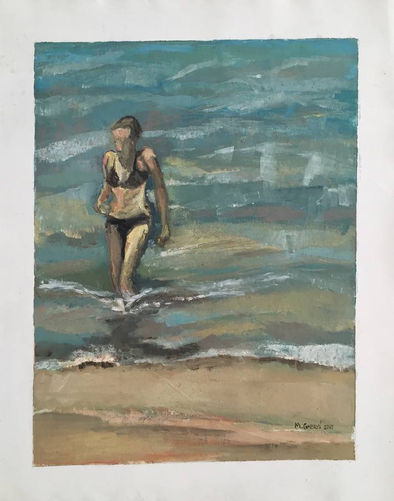 Original Beach Painting by Monika Malgorzata Gabrys