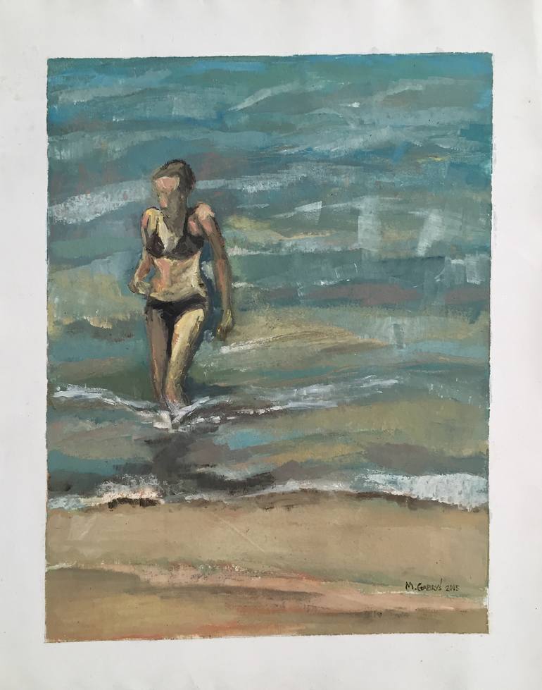 Original Fine Art Beach Painting by Monika Malgorzata Gabrys