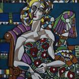 Seated model with table lamp by Nagui Achamallah