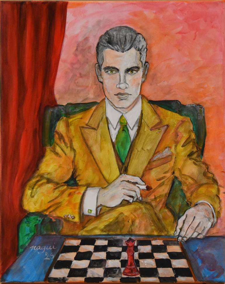 Original People Painting by Nagui Achamallah | Expressionism Art on Canvas | The queen's gambit