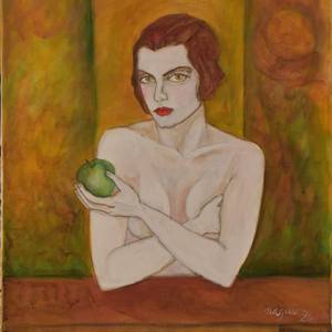 Woman with green apple