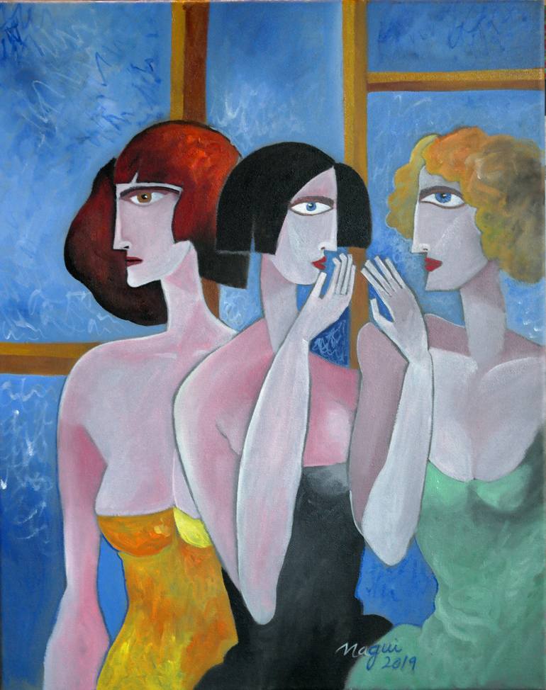 Gossip Painting by Nagui Achamallah | Saatchi Art