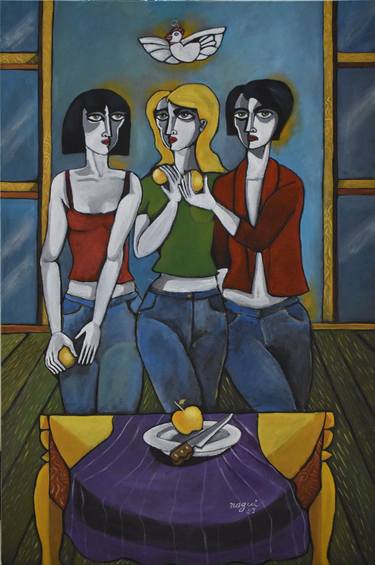 Original Cubism People Paintings by Nagui A