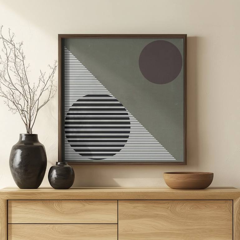 Original Abstract Geometric Mixed Media by Carlos Perez Del Moro