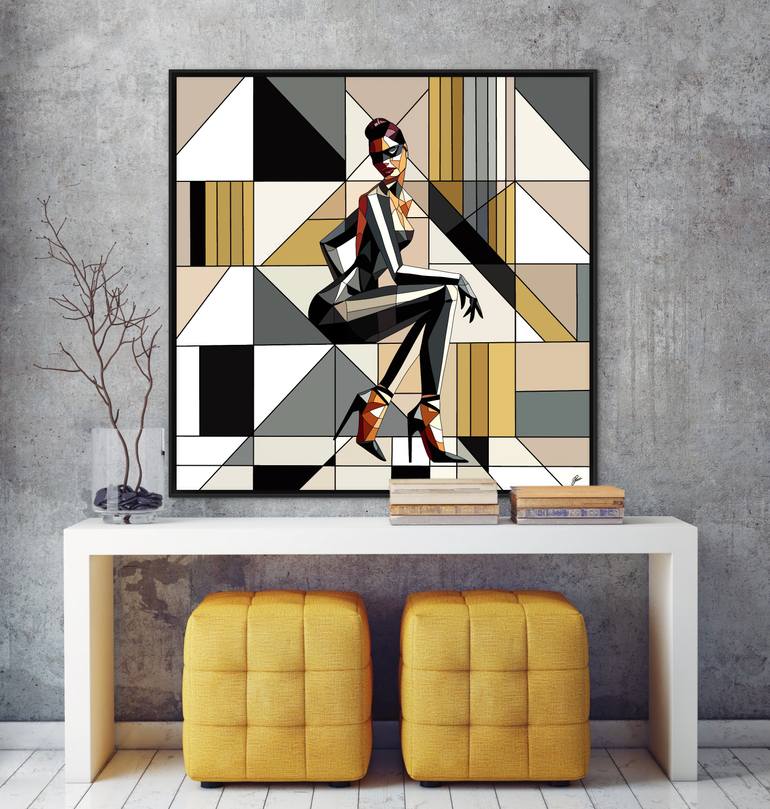 Original Cubism Women Painting by Olga Raag