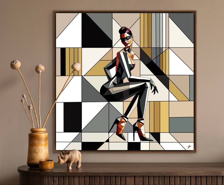 Original Cubism Women Painting by Olga Raag