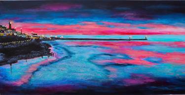 Original Abstract Expressionism Beach Painting by Tatjana Logatcheva