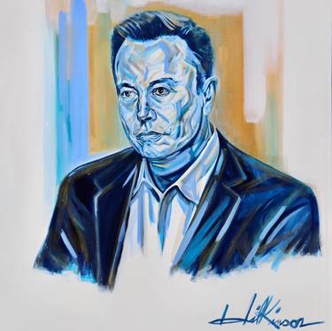 Saatchi Art Artist Brad Wilkinson; Paintings, “Elon Musk.  The Economic Club, Painting Series.  Painter: Brad Wilkinson” #art