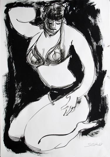 Original Fine Art Women Drawings by jean-claude sgro