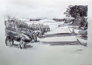 Original Figurative Landscape Drawings by jean-claude sgro
