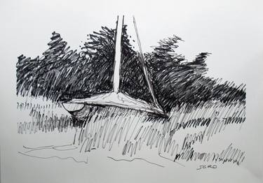 Original Figurative Boat Drawings by jean-claude sgro