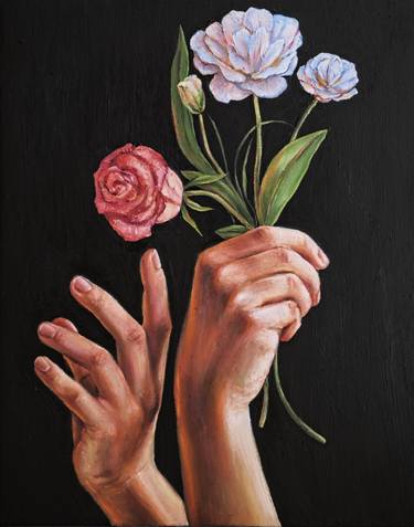 Original Figurative Floral Paintings by Lena Krashevka