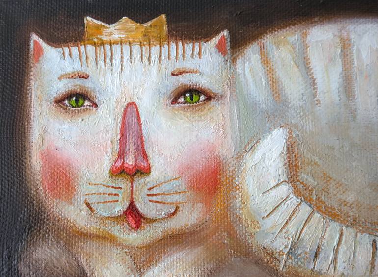 Original Portraiture Cats Painting by Lena Krashevka