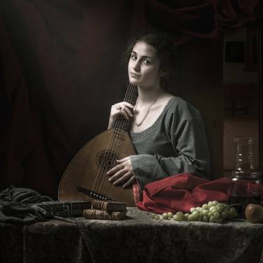 Young Woman with Lute, Limited Edition of 10, dibond with hanging system or Illford Fine Art Matte 210g paper thumb