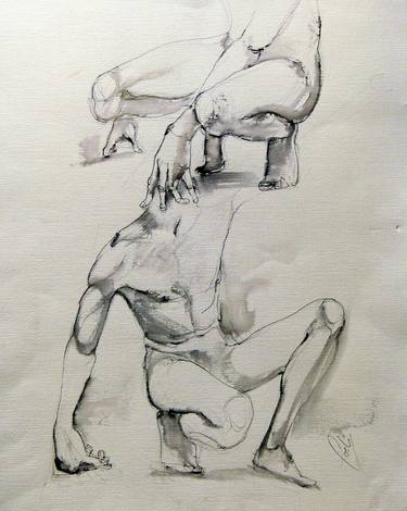 Original Figurative Nude Drawings by Podi Lawrence