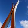 The Tulip, contemporary stainless steel and corten steel sculpture