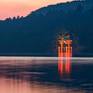 Mount Fuji From Lake Ashi At Sunset - Close up shrine (Hakone, Japan)