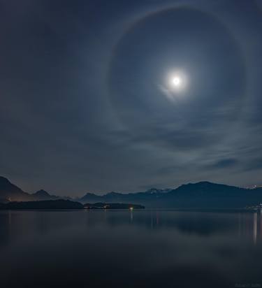 Lake Lucerne under a lunar halo (Lucerne, Switzerland) - Limited Edition 1 of 3 thumb