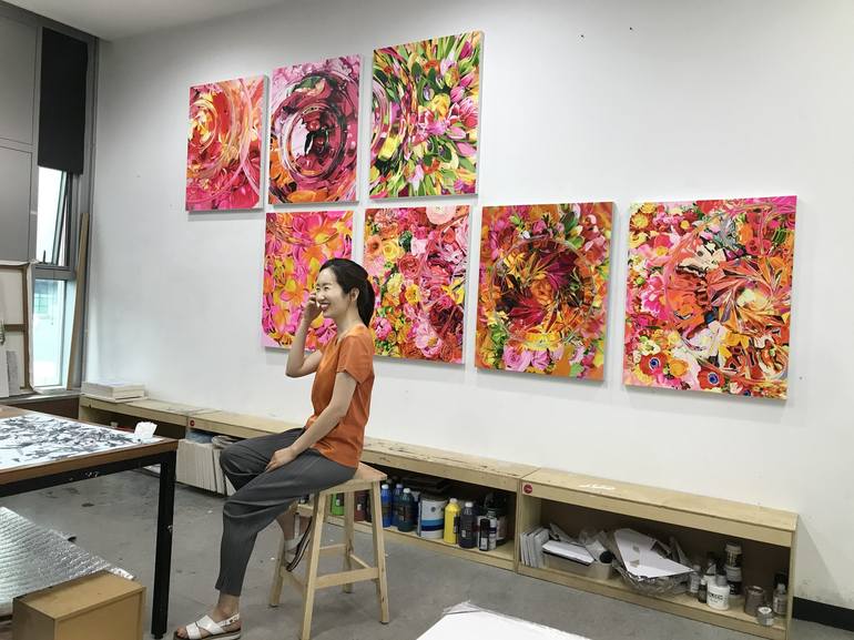 Original Abstract Expressionism Floral Painting by Su hyun Kim