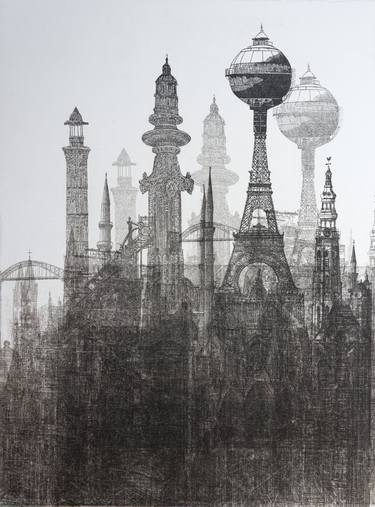 Original Figurative Cities Printmaking by Annemarie Petri
