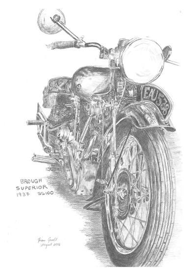 Original Motorbike Drawing by Fran Gould